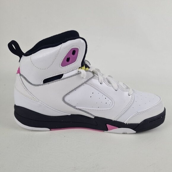 Nike Air Jordan Sixty Plus White Leather LITTLE Girls Shoes - Picture 3 of 9